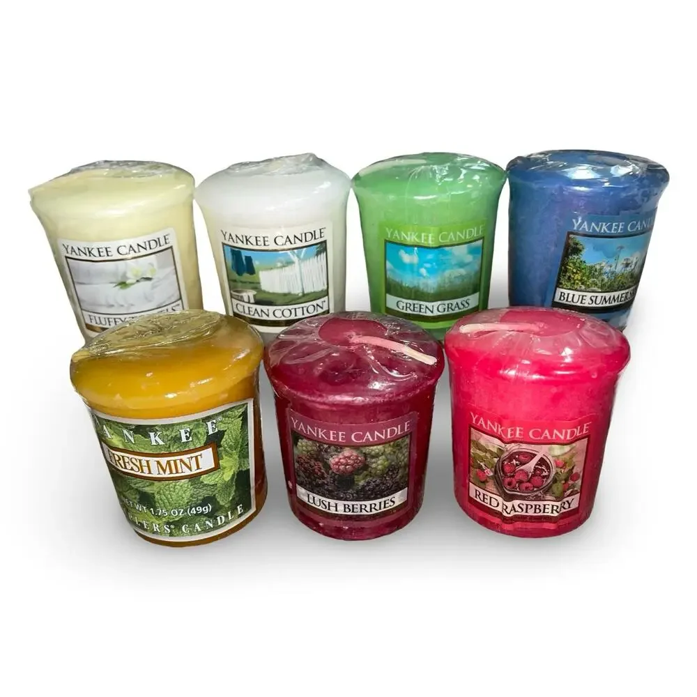 Lot of 7 Vintage Yankee Candle Votives Clean Cotton Laundry Fresh Floral HTF